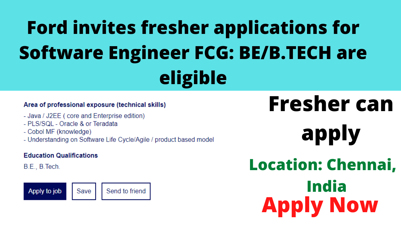Ford invites fresher applications for Software Engineer FCG BE/B.TECH