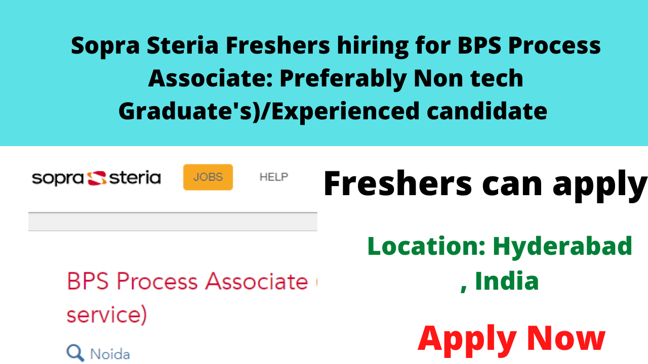 Sopra Steria Freshers hiring for BPS Process Associate