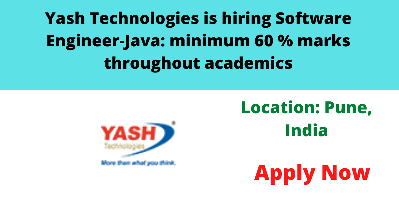 Yash Technologies is hiring Software Engineer-Java