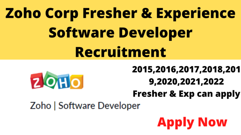 Zoho Corp Fresher Software Developer Recruitment: Written Test Dates ...