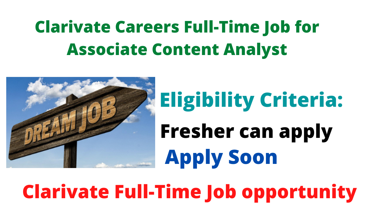 Clarivate Careers Full-Time Job for Associate Content Analyst