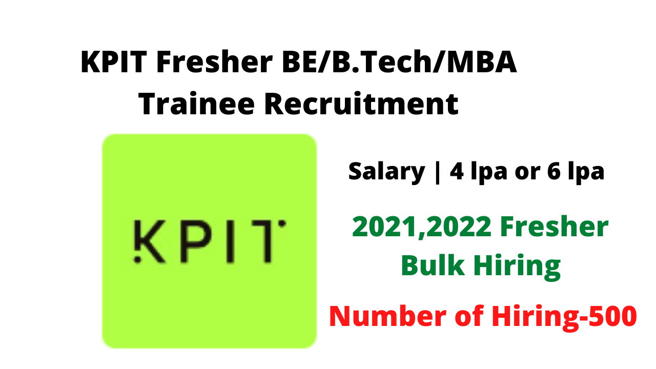 KPIT Fresher Trainee Recruitment