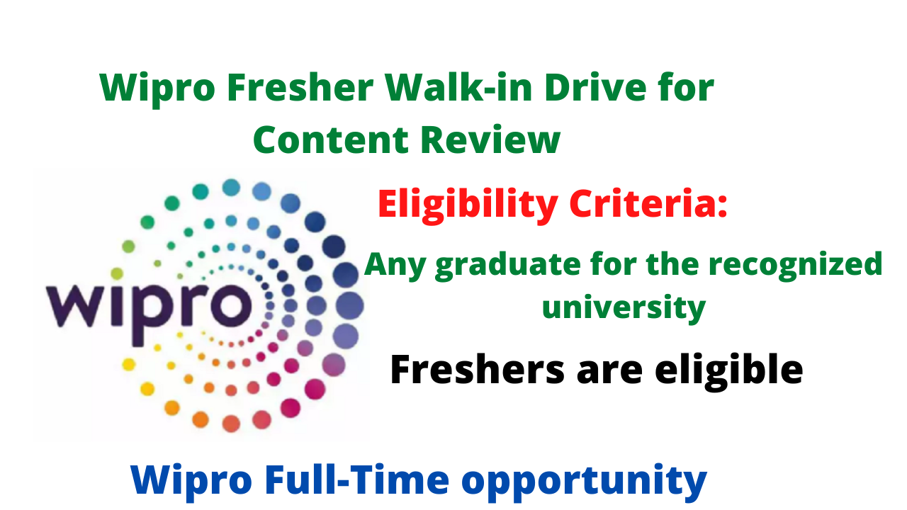 Wipro Fresher Walk-in Drive for Content Review