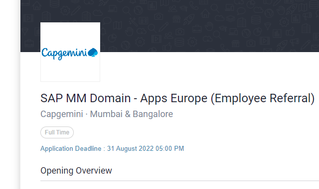 Capgemini Campus Recruitment Drive