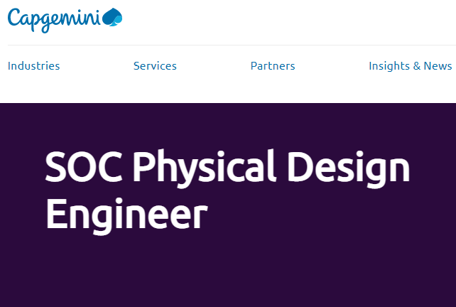 Capgemini SOC Physical Design Engineer recruitment drive