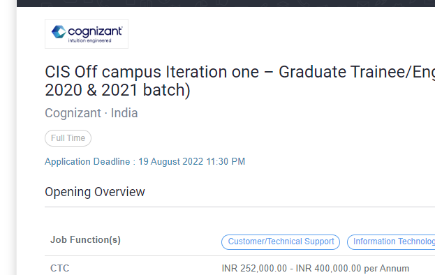 Cognizant Latest Mega Off Campus Drive