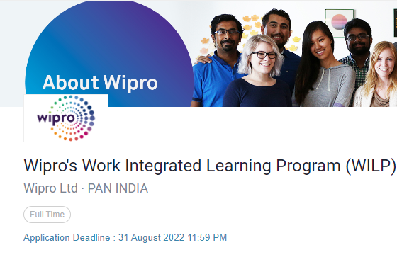 Wipro WILP hiring BCA B.Sc freshers