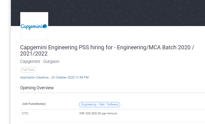 Capgemini Engineering PSS hiring