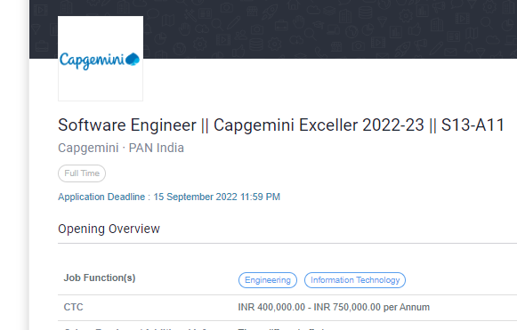 Capgemini Exceller Pan India Recruitment Drive