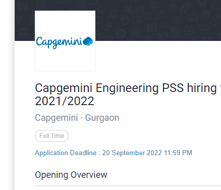 Capgemini latest Fresher Hiring