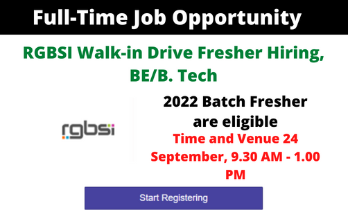 RGBSI Walk-in Drive Fresher Hiring