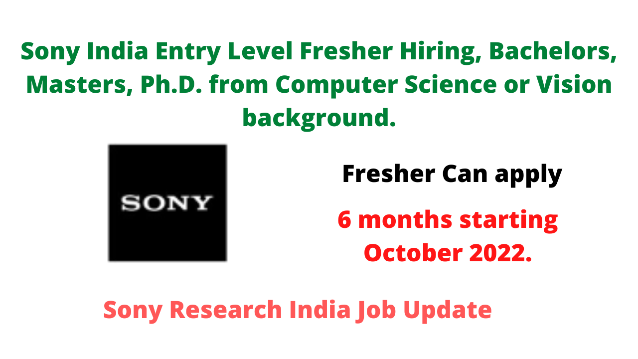 Sony India Entry Level Fresher Hiring