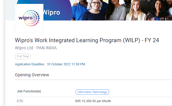 Wipro WILP Pan India Fresher Hiring