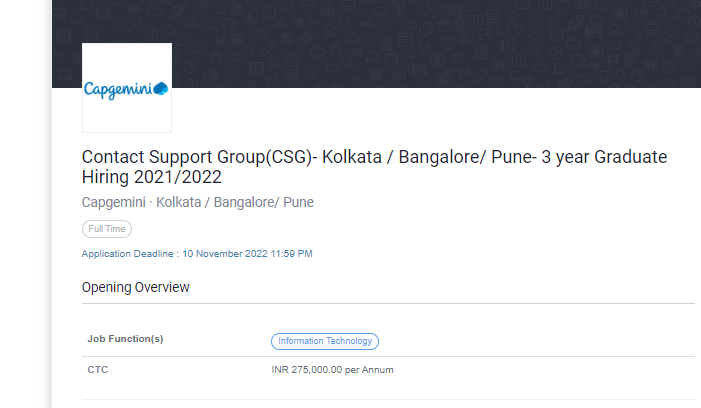 Capgemini Invites Fresher