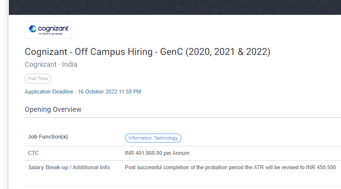 Cognizant GenC Pan India Mega Off Campus Hiring