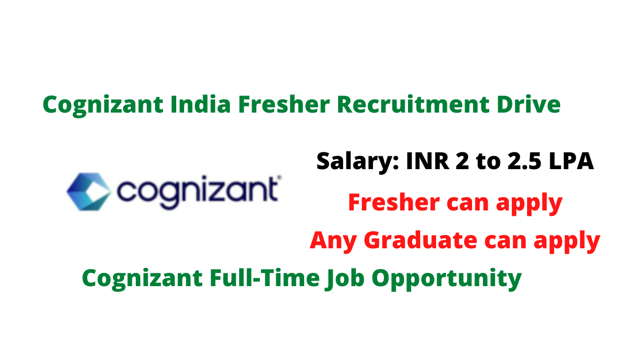 Cognizant India Fresher Recruitment Drive