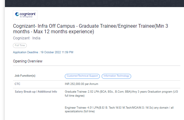 Cognizant Pan India Infra Off Campus