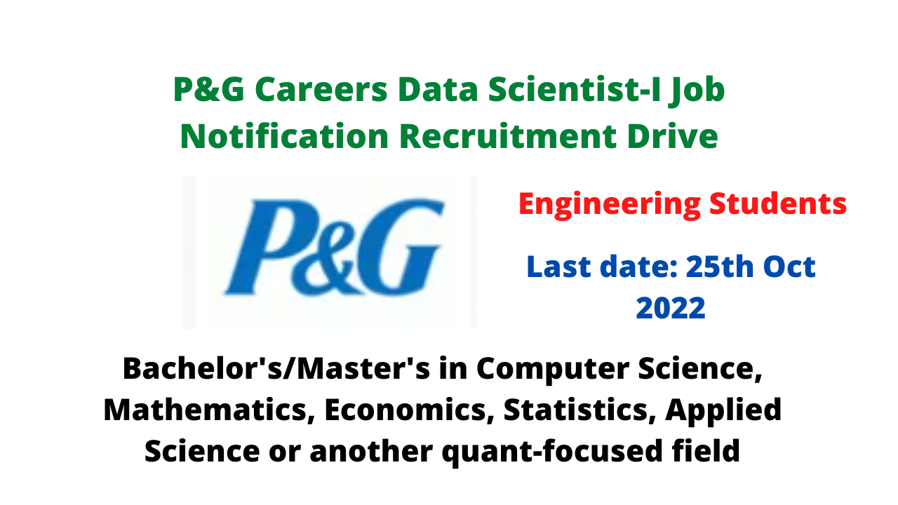 P&G Careers Data Scientist-I Job Notification