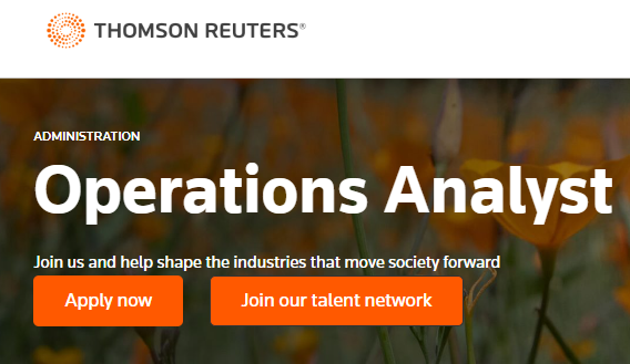 Thomson Reuters Careers Operation Analyst Hiring