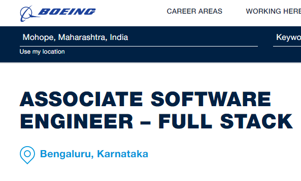 Boeing Hiring for Associate Software Engineer-Full Stack