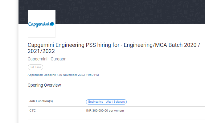 Capgemini Bulk Hiring for Network Engineer