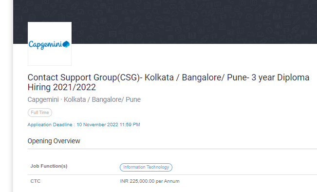 Capgemini Superset Fresher Hiring
