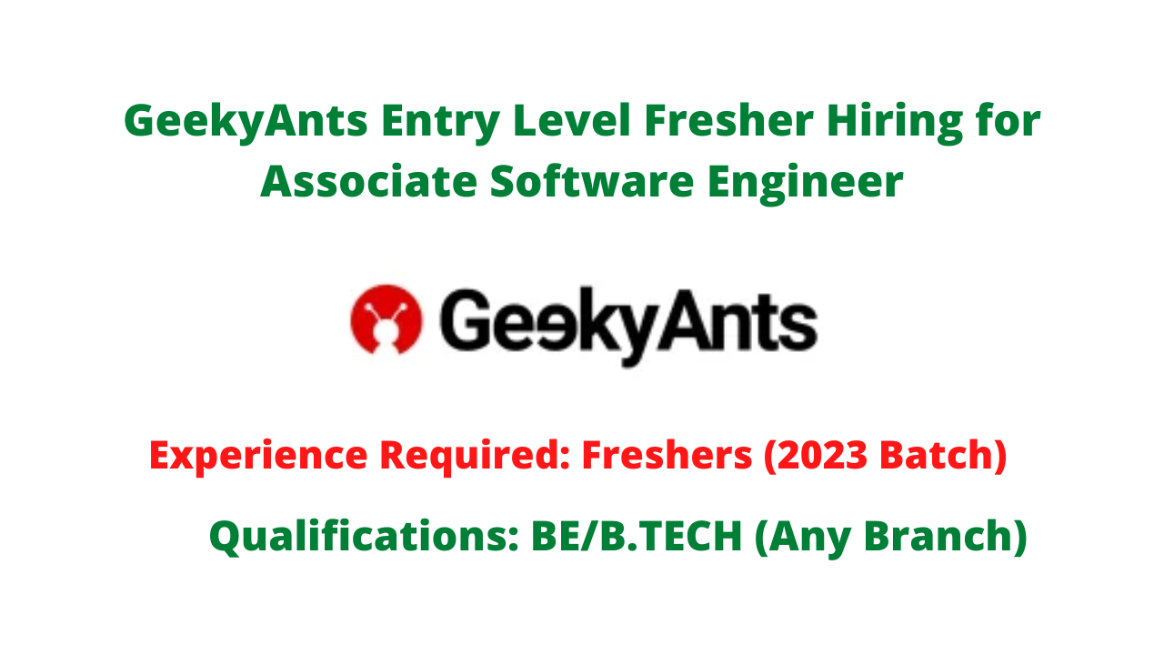 GeekyAnts Entry Level Fresher Hiring for Associate Software Engineer