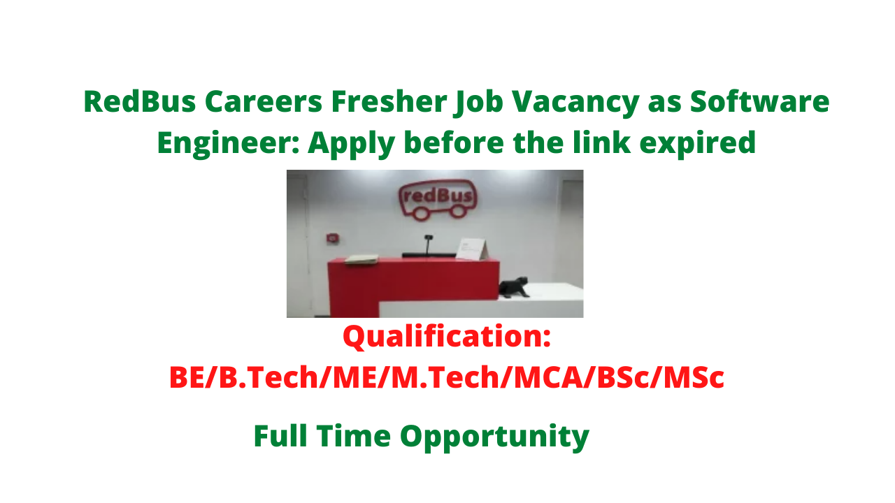 RedBus Careers Fresher Job Vacancy as Software Engineer