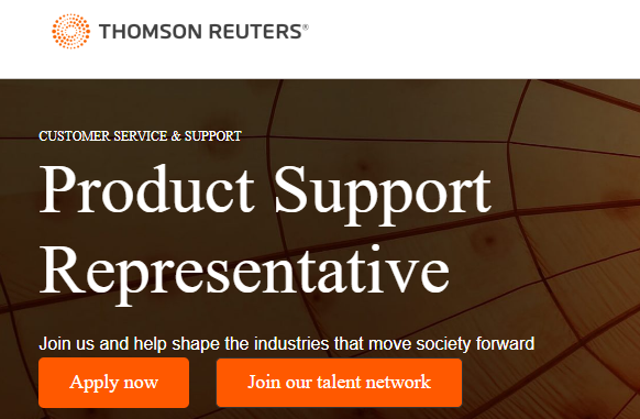 Thomson Reuters Fresher Hiring for Product Support Representative