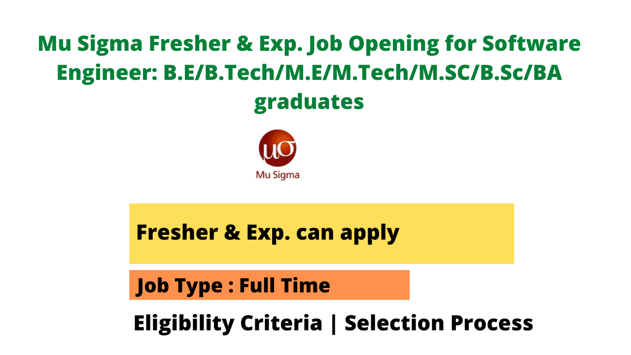 Mu Sigma Fresher Job Opening for Software Engineer