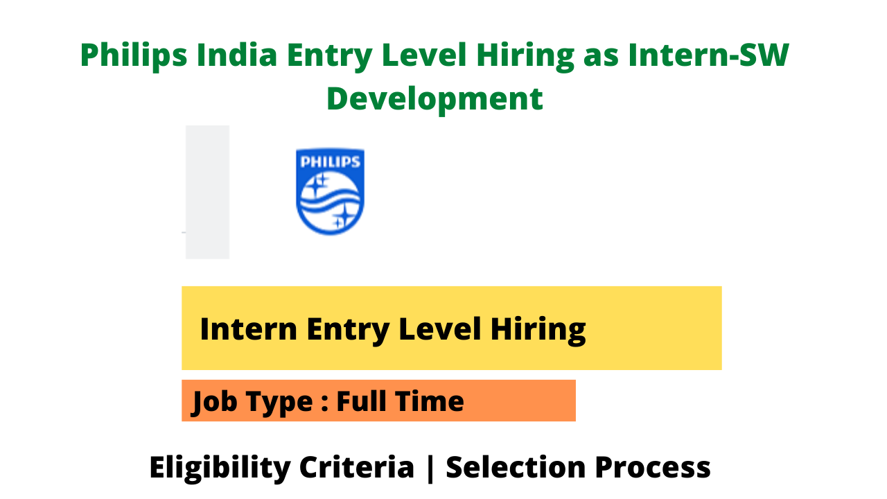 Philips India Entry Level Hiring as Intern-SW Development