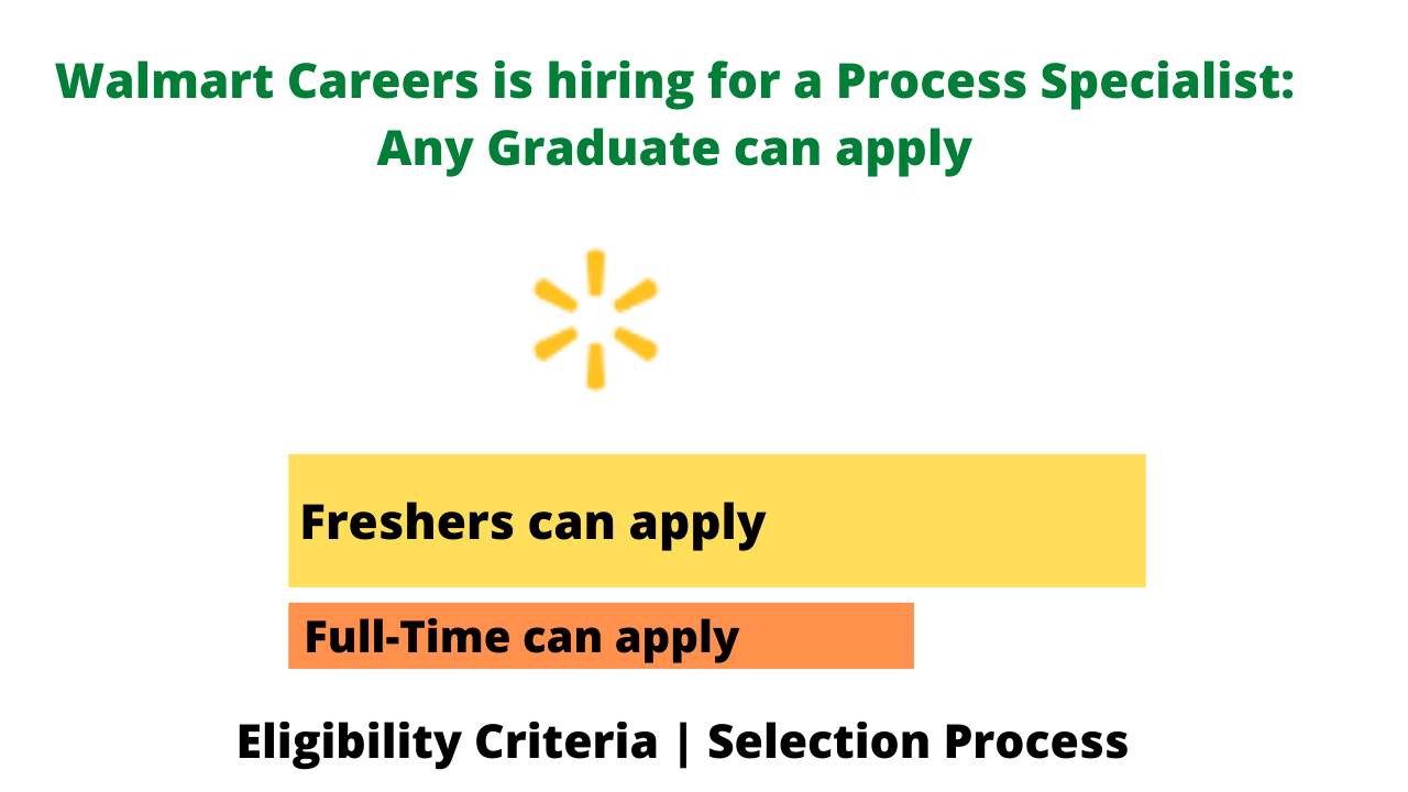 Walmart Careers is hiring for Process Specialist