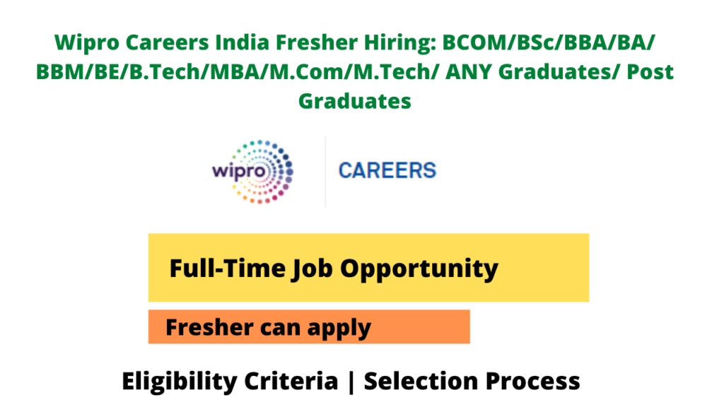Wipro Careers India Fresher Hiring: BCOM/BSc/BBA/BA/ BBM/BE/B.Tech/MBA ...