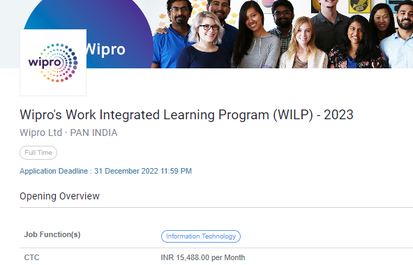 Wipro WILP Pan India BSc-BCA Fresher Hiring