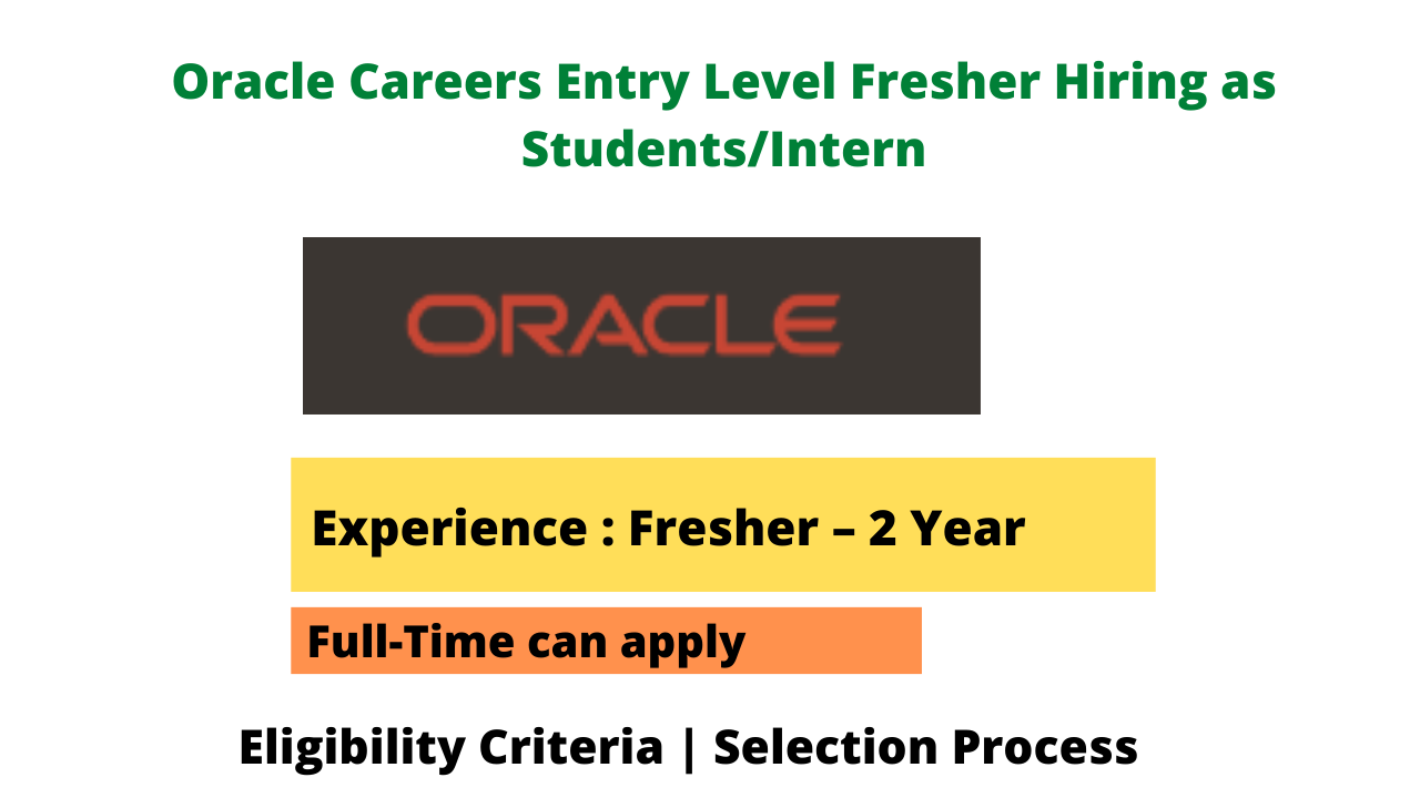 Oracle Careers Entry Level Fresher Hiring