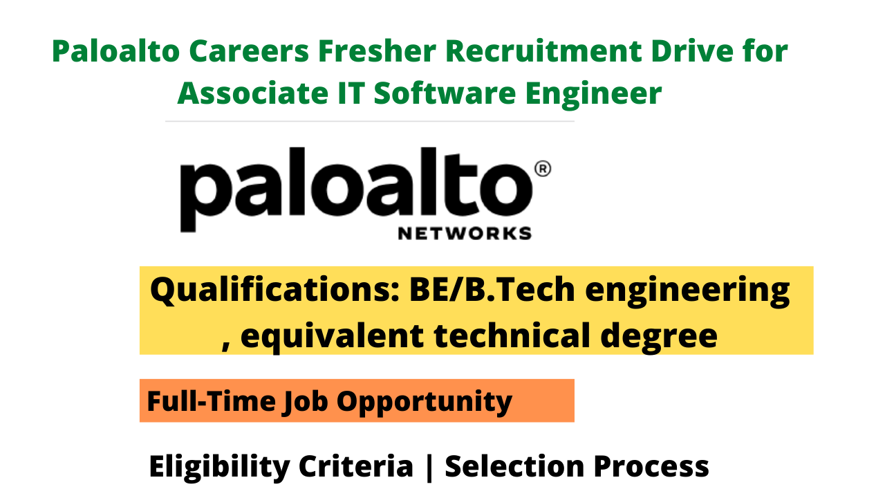 Paloalto Careers Fresher Recruitment Drive for Associate IT Software Engineer