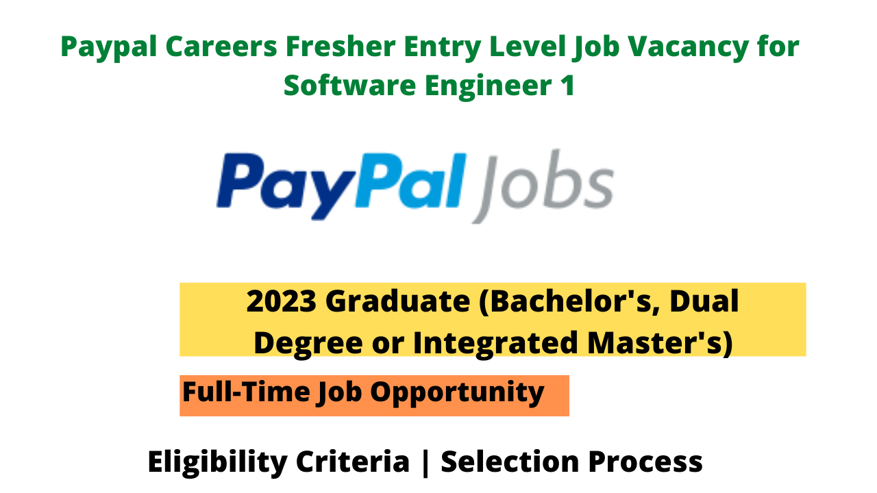 Paypal Careers Fresher Entry Level Job Vacancy for Software Engineer 1