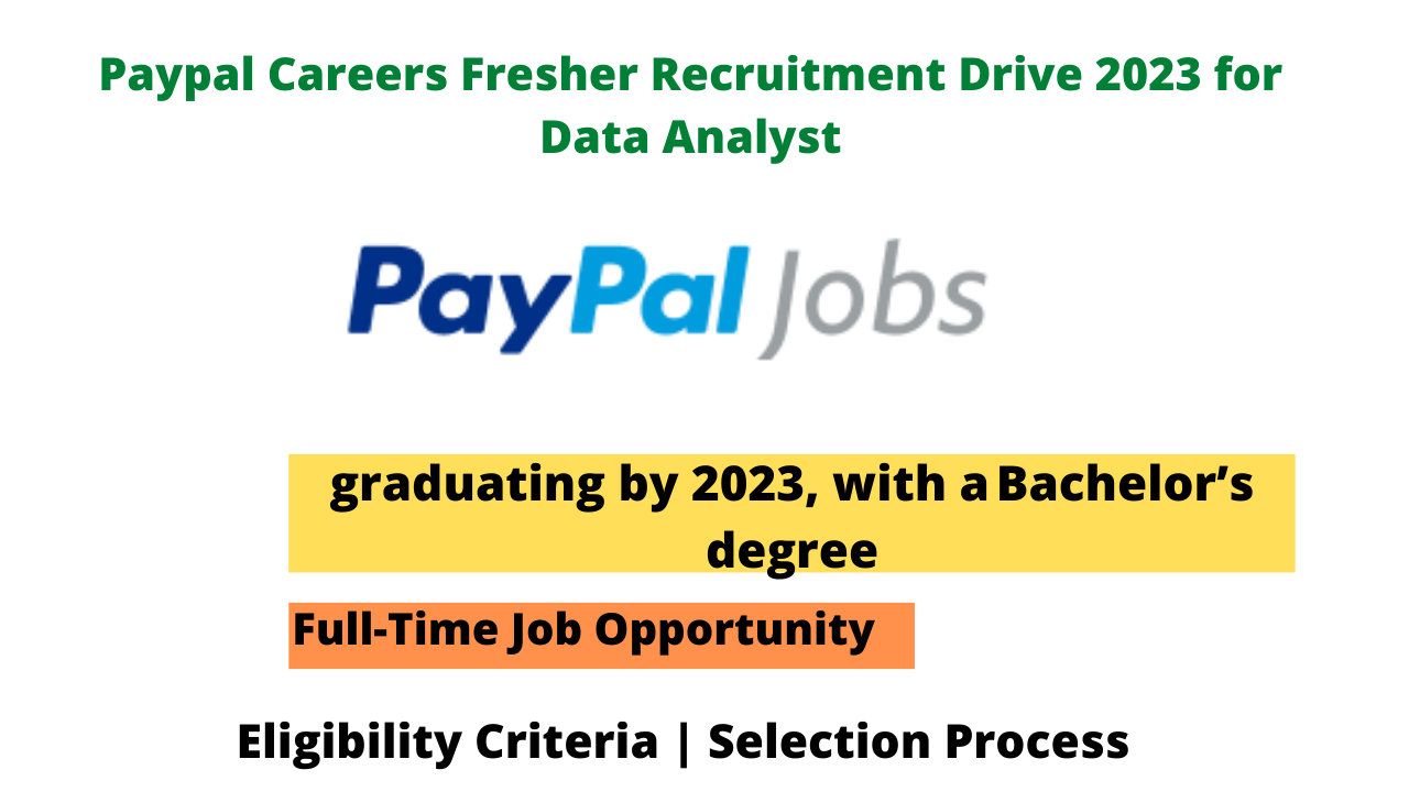 Paypal Careers Fresher Recruitment Drive 2023 for Data Analyst