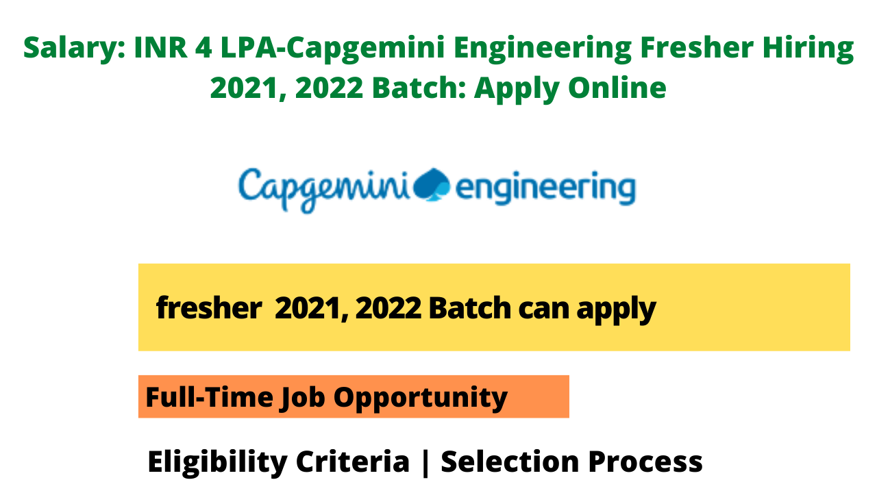 Capgemini Engineering Fresher Hiring