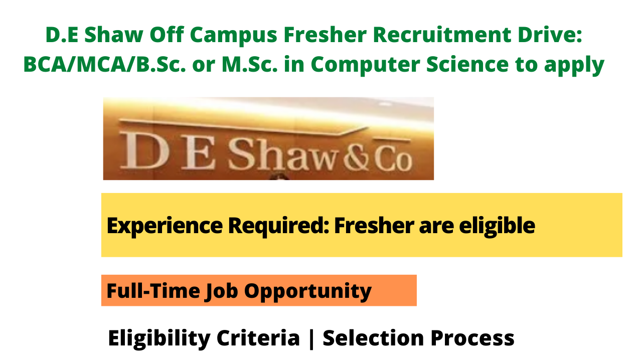 D.E Shaw Off Campus Fresher Recruitment Drive