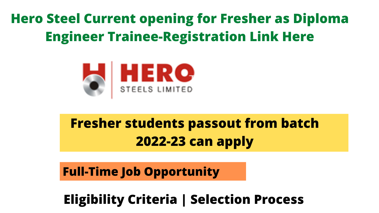 Hero Steel Current opening for Fresher as Diploma Engineer Trainee