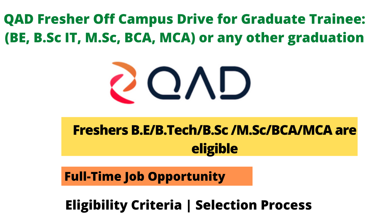 QAD Fresher Off Campus Drive for Graduate Trainee