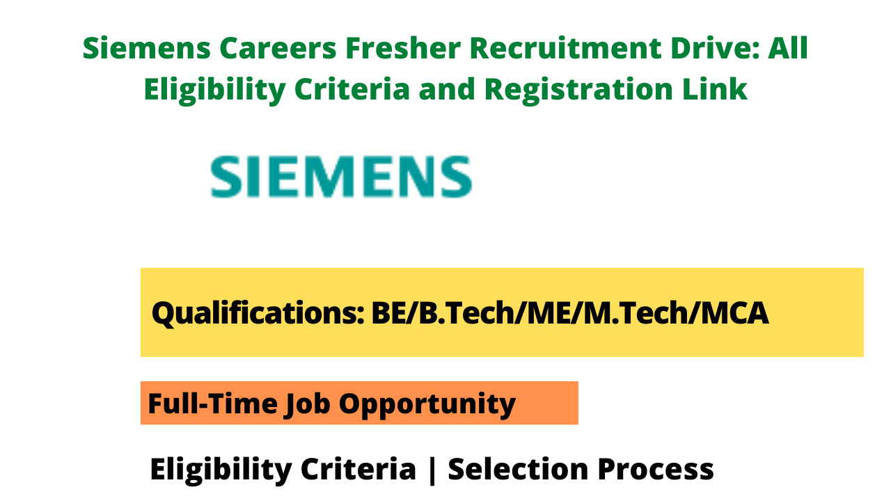 Siemens Careers Fresher Recruitment Drive