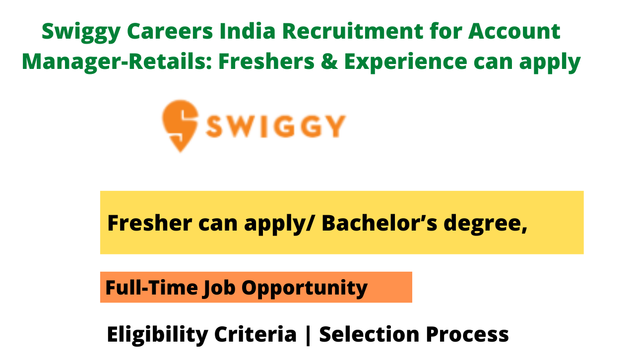 Swiggy Careers India Recruitment for Account Manager-Retails