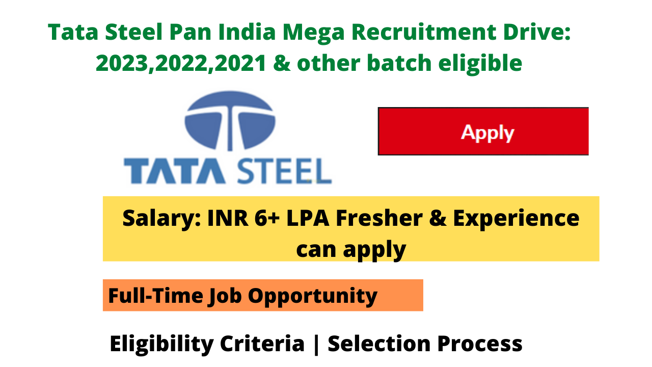 Tata Steel Pan India Mega Recruitment Drive