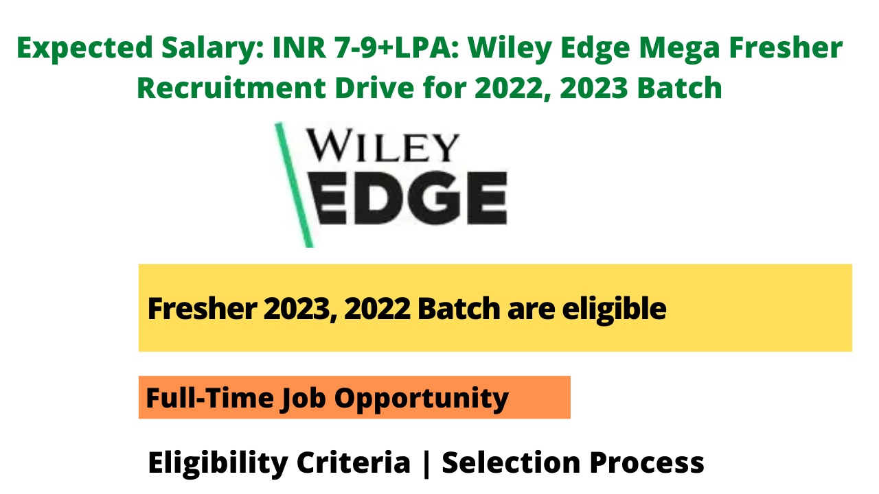 Wiley Edge Mega Fresher Recruitment Drive