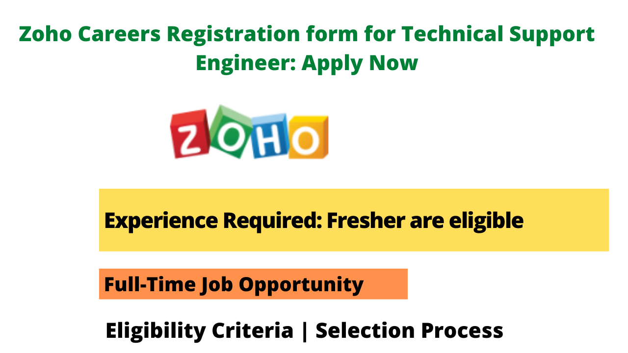 Zoho Careers Registration form for Technical Support Engineer