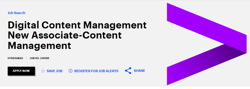 Accenture India Fresher role for Digital Content Management