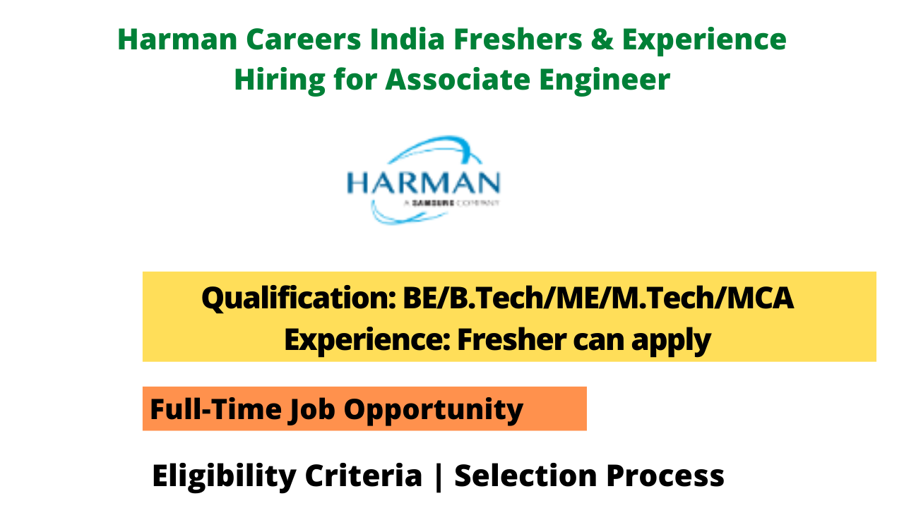 Harman Careers India Freshers & Experience Hiring for Associate Engineer