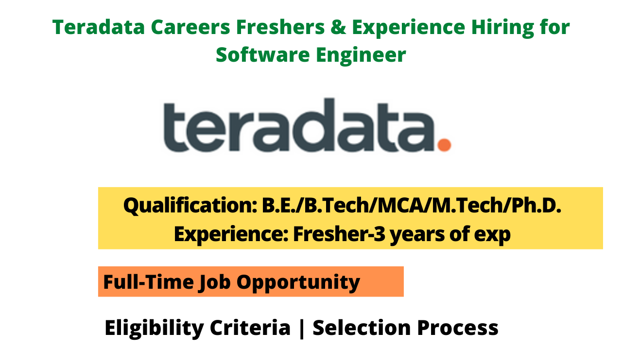 Teradata Careers Freshers & Experience Hiring for Software Engineer